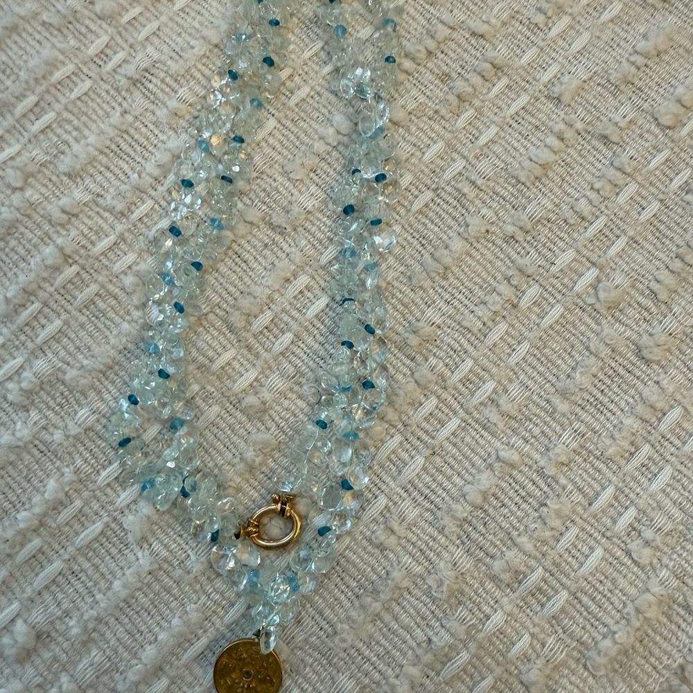 Aquamarine necklace with gold clasp